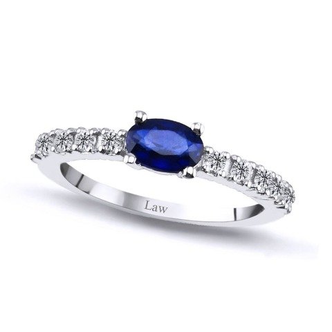 0,71 Karat Pırlantalı Safir Yüzük F Renk