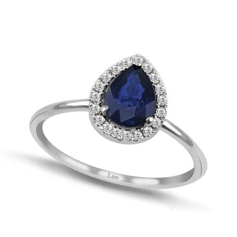 0,96 Karat Pırlanta Safir Yüzük F Renk