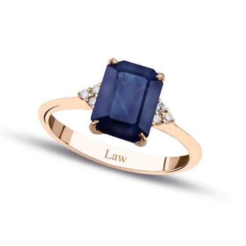 2,29 Karat Pırlantalı Safir Yüzük F Renk