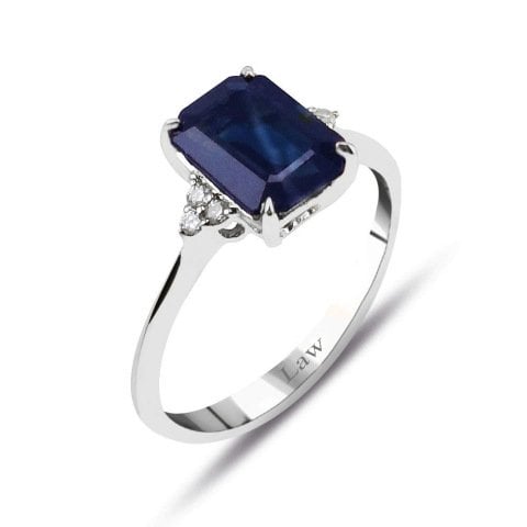 2,29 Karat Pırlantalı Safir Yüzük F Renk
