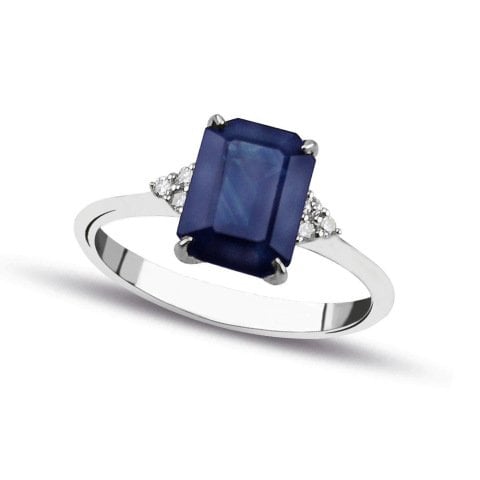 2,29 Karat Pırlantalı Safir Yüzük F Renk