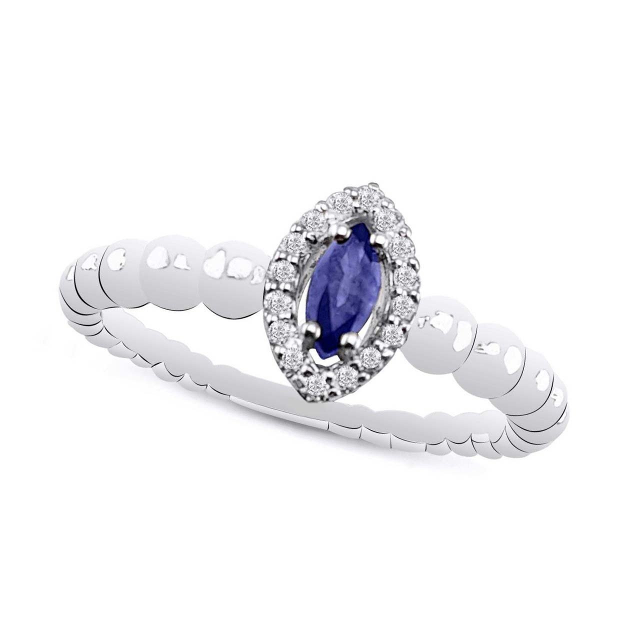 0,27 Karat Pırlantalı Safir Yüzük F Renk
