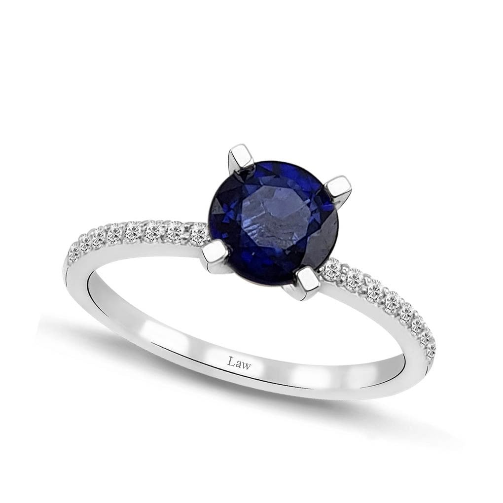 1,12 Karat Pırlanta Safir Yüzük F Renk