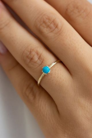 Altın Firuze Taşlı Yüzük 14K Altın
