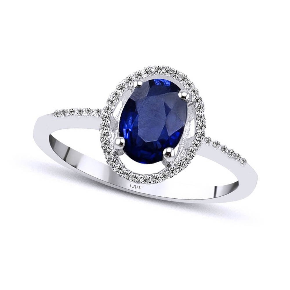 0,97 Karat Pırlantalı Safir Yüzük F Renk