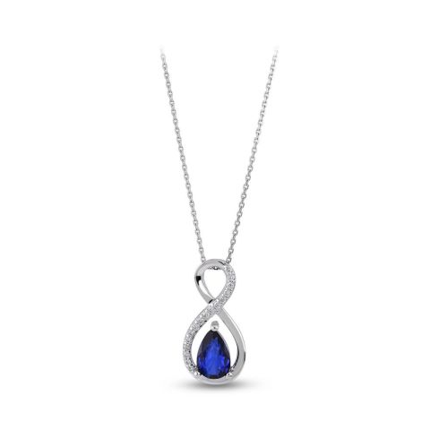 0,55 Karat Pırlantalı Safir Kolye E Renk