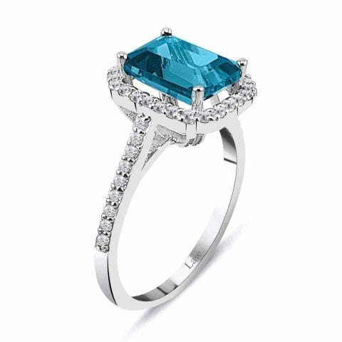 2,40 Karat Pırlantalı Blue Safir Crispy Yüzük F Renk