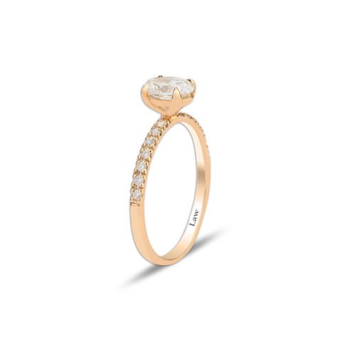 0,84 Karat Oval Pırlanta Tektaş Yüzük D E RENK