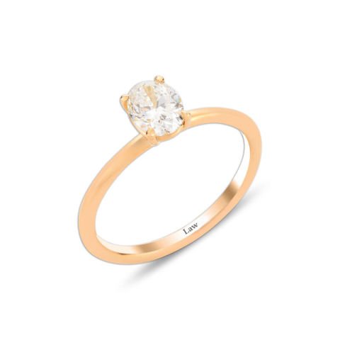 0,80 Karat Pırlanta Oval Tektaş Yüzük E Renk