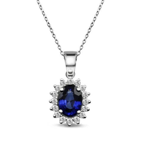 1,34 Karat Pırlanta Safir Kolye F Renk