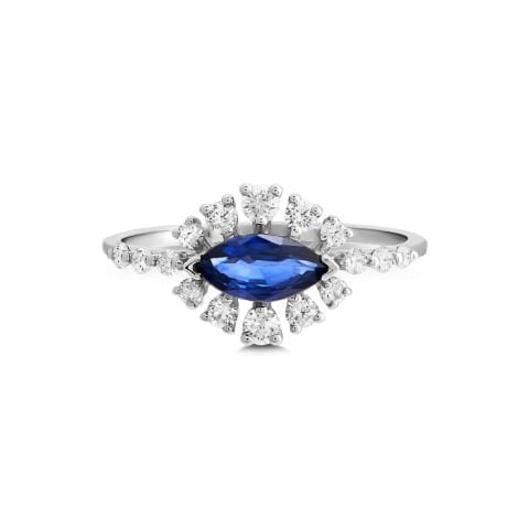 1,01  Karat Pırlantalı Safir Yüzük F Renk
