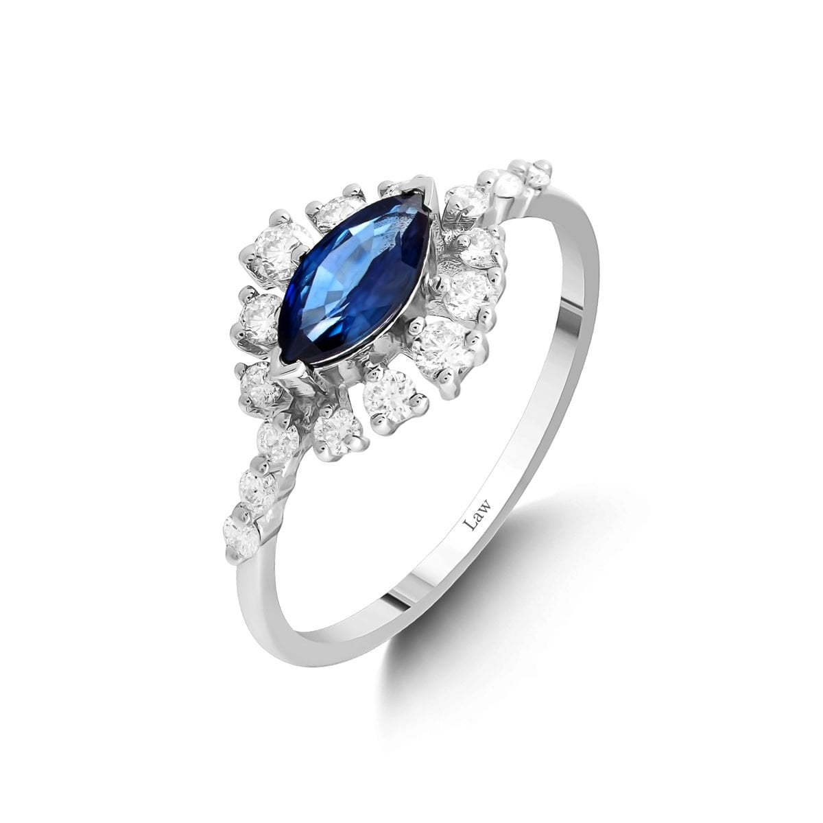 1,01  Karat Pırlantalı Safir Yüzük F Renk