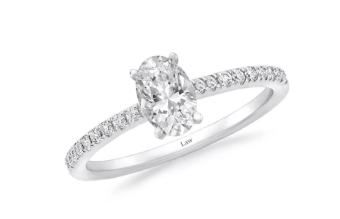 0,50 Karat Oval Pırlanta Tektaş Yüzük F Renk