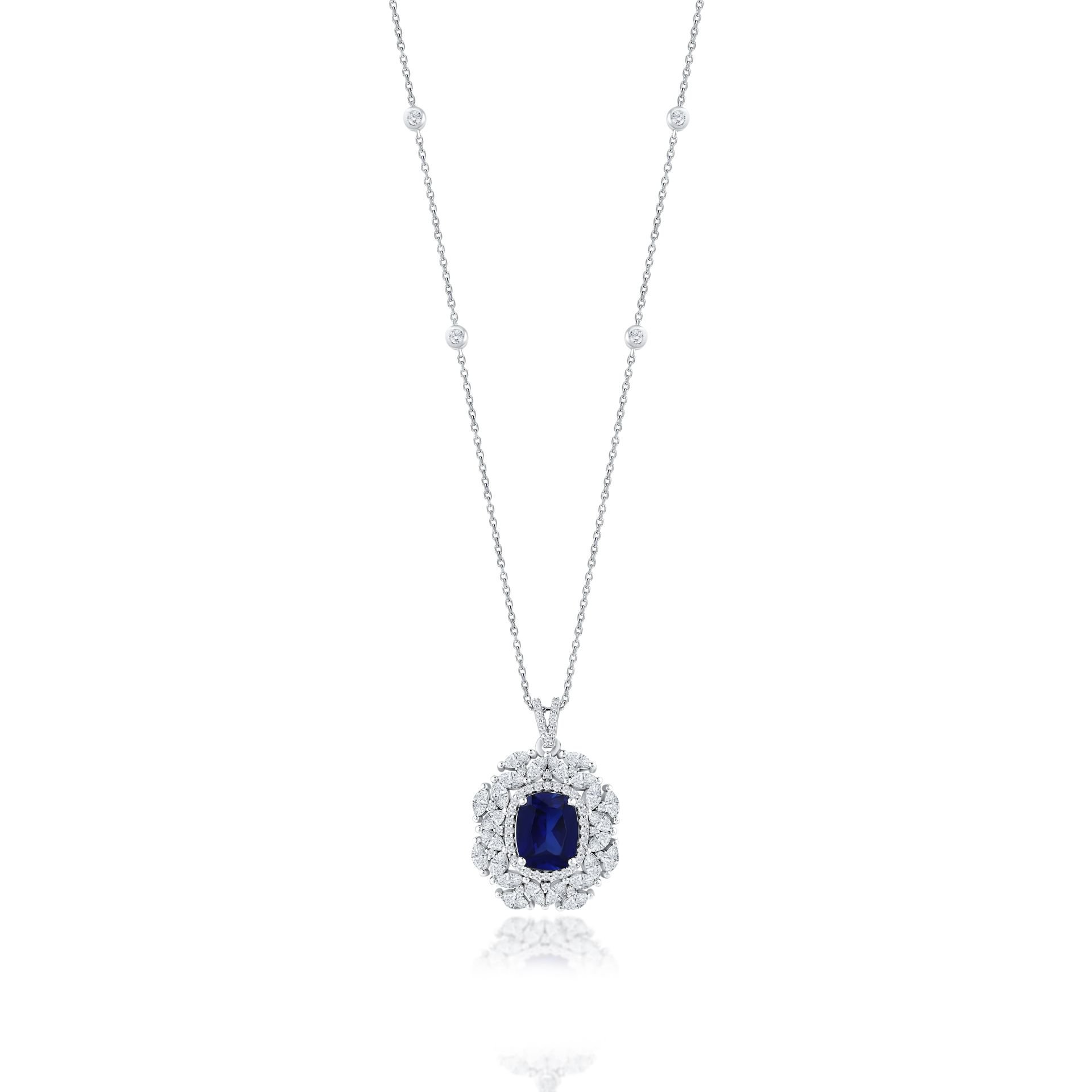 5,48 Karat Pırlantalı Safir Kolye