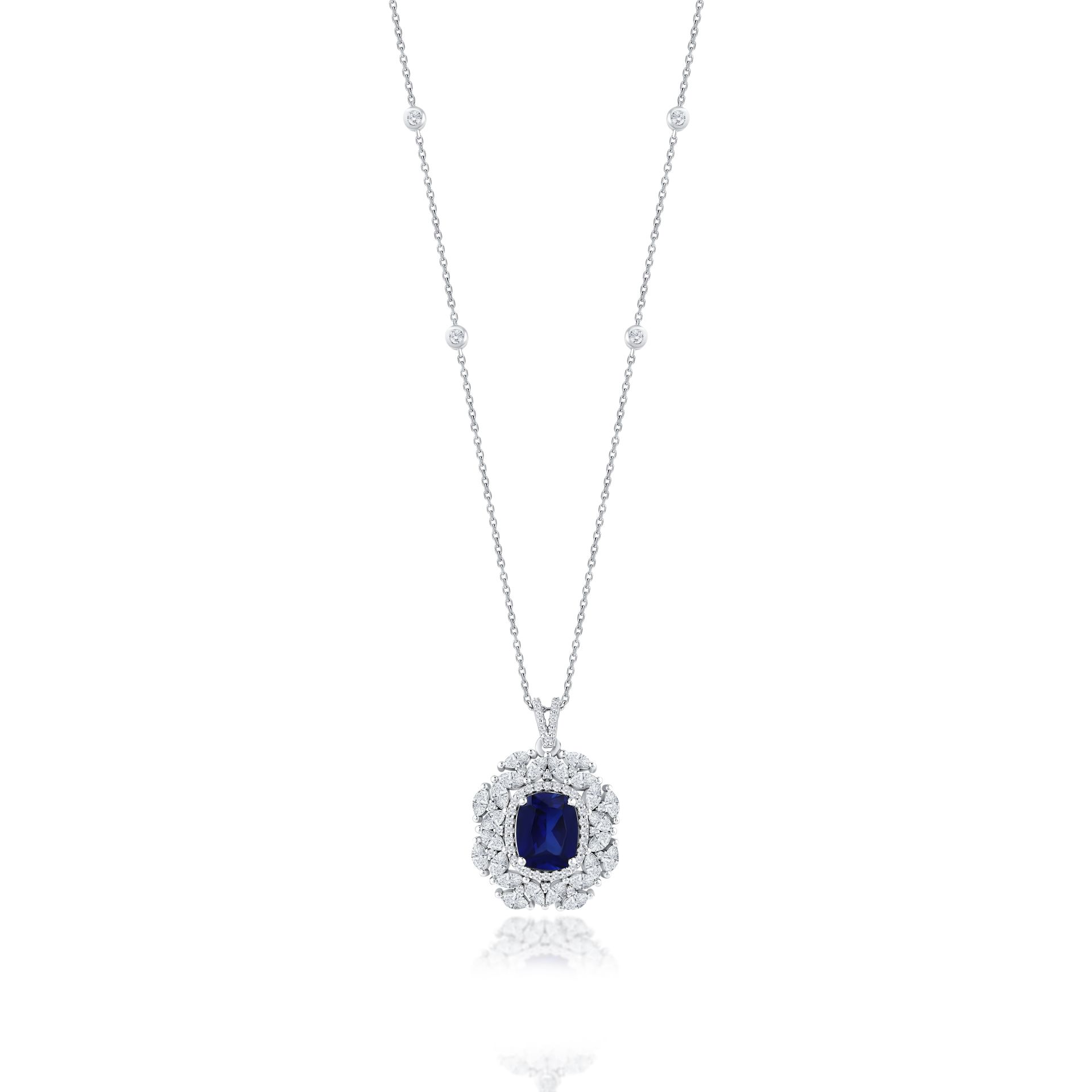5,48 Karat Pırlantalı Safir Kolye
