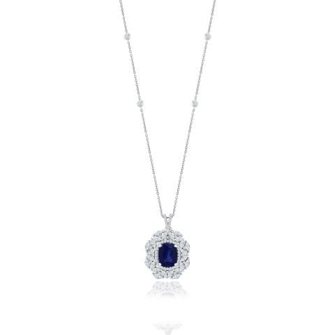5,48 Karat Pırlantalı Safir Kolye