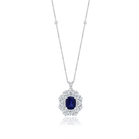5,48 Karat Pırlantalı Safir Kolye
