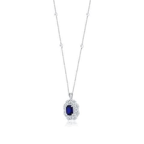 5,48 Karat Pırlantalı Safir Kolye