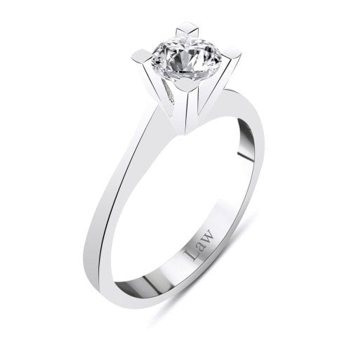 0,50 Karat Pırlanta Tektaş Yüzük F Renk