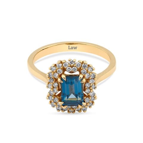 1,72 Karat Pırlantalı Safir Yüzük F Renk