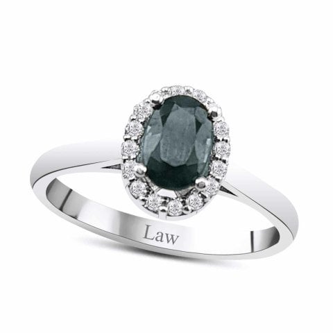 0,70 Karat Pırlantalı Safir Yüzük F Renk
