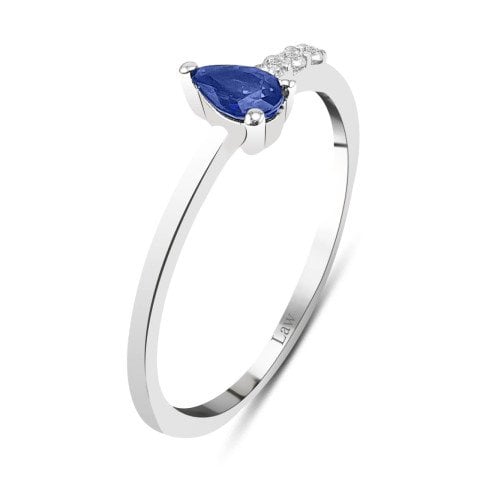 0,26  Karat Pırlantalı Safir Yüzük F Renk
