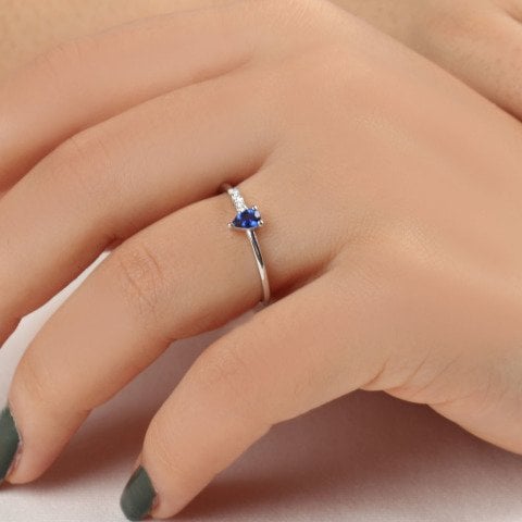 0,26  Karat Pırlantalı Safir Yüzük F Renk