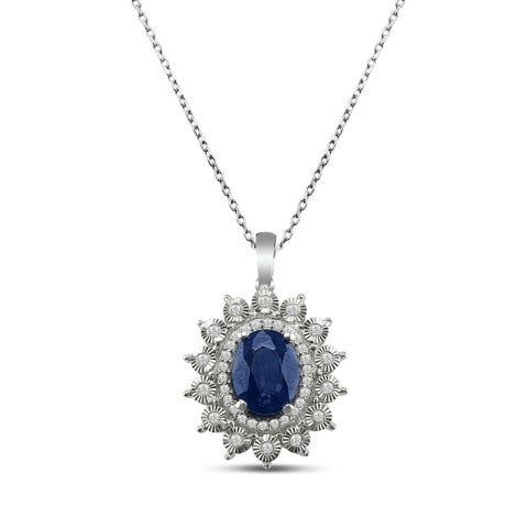 2,93 Karat Pırlantalı Safir  Kolye F Renk