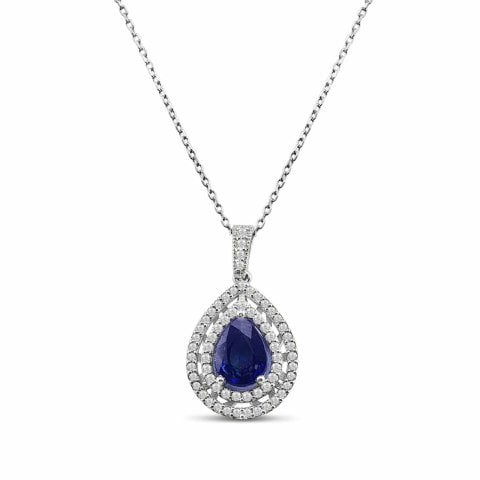 1,66 Karat Pırlantalı Safir  Kolye F Renk