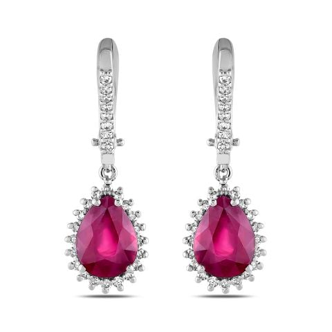 4,60 Karat Pırlantalı Yakut Küpe