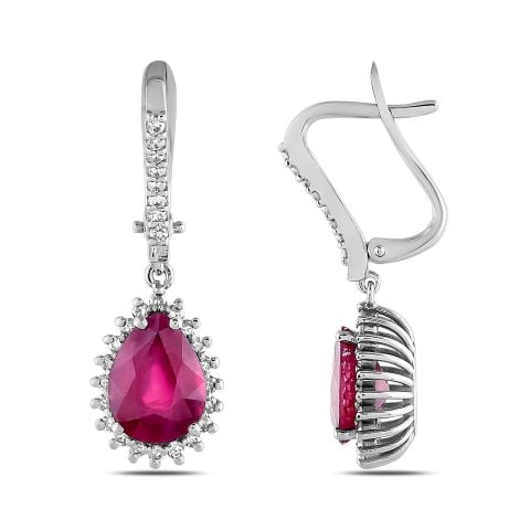 4,60 Karat Pırlantalı Yakut Küpe