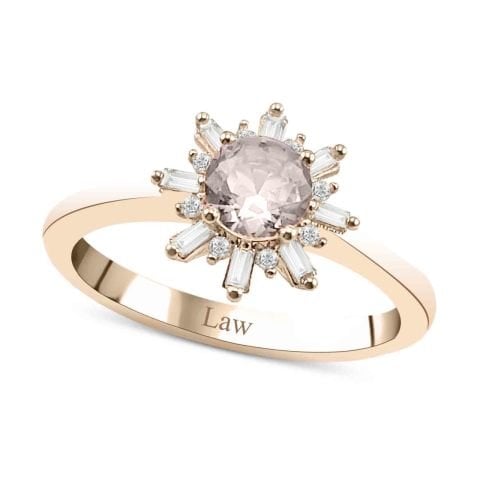 0,56 Karat Pırlantalı Morganite Yüzük F Renk