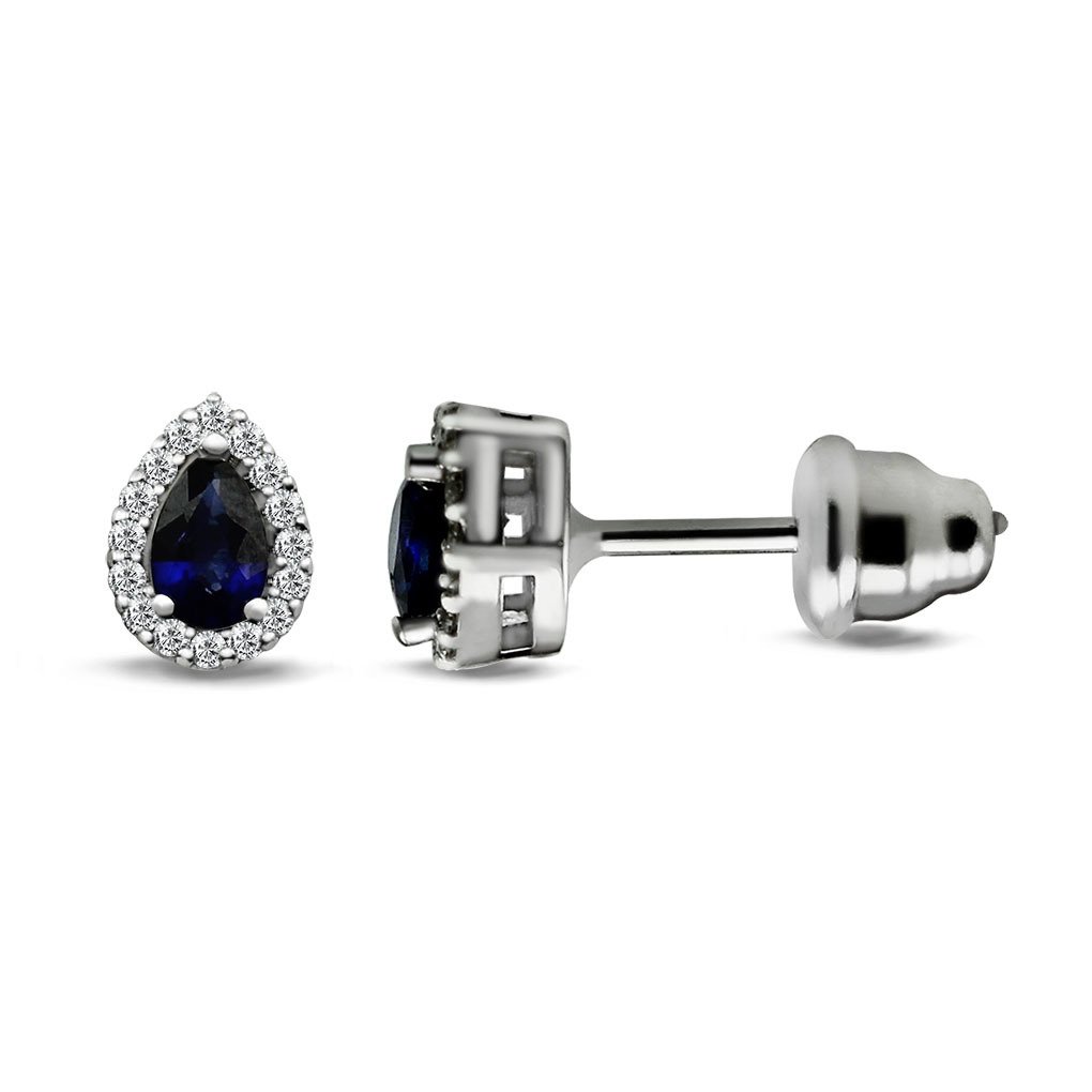0,66 Karat Safir Pırlanta Küpe F Renk