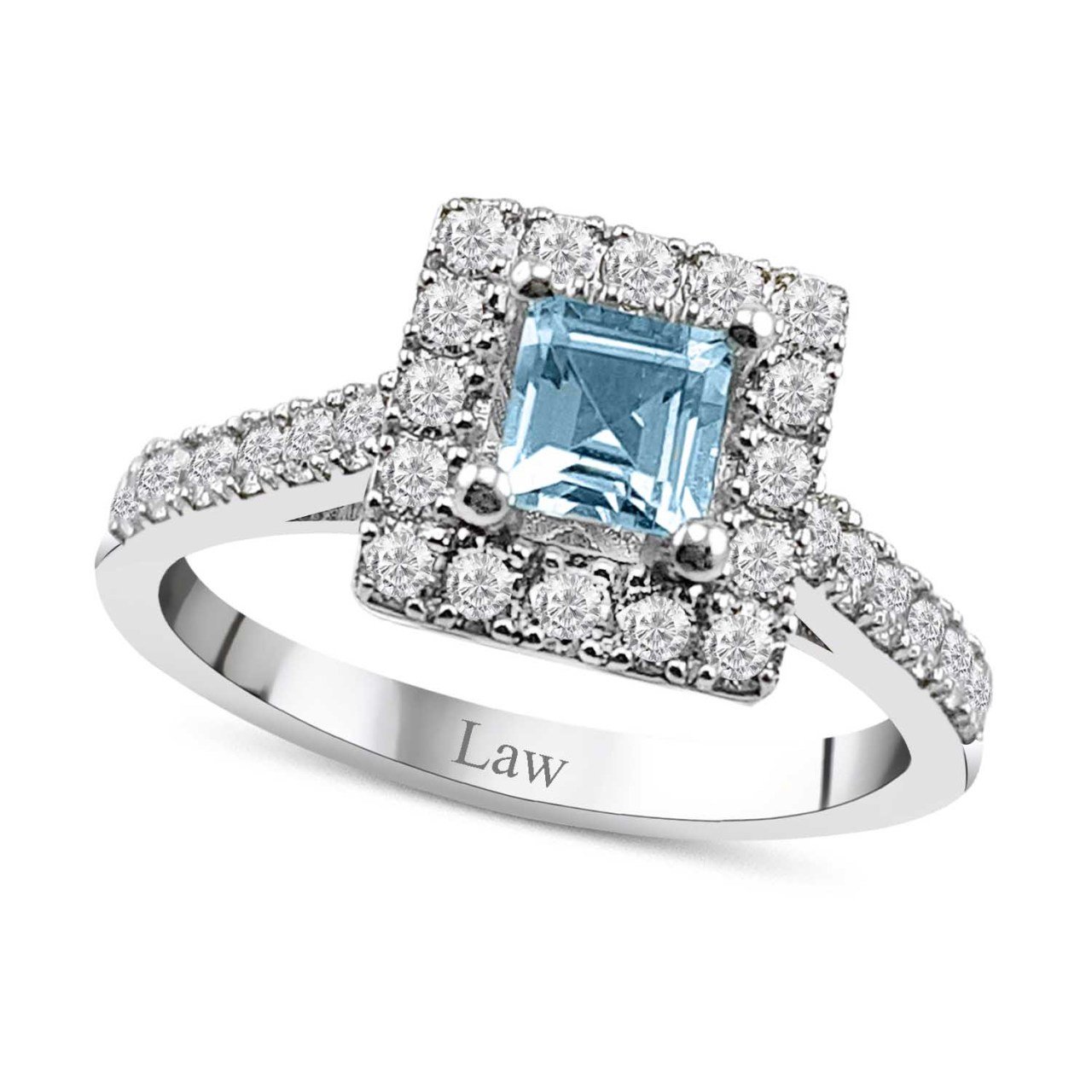 0,96 Karat Pırlantalı Blue Topaz Yüzük F Renk