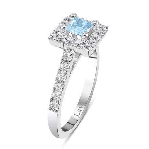 0,96 Karat Pırlantalı Blue Topaz Yüzük F Renk
