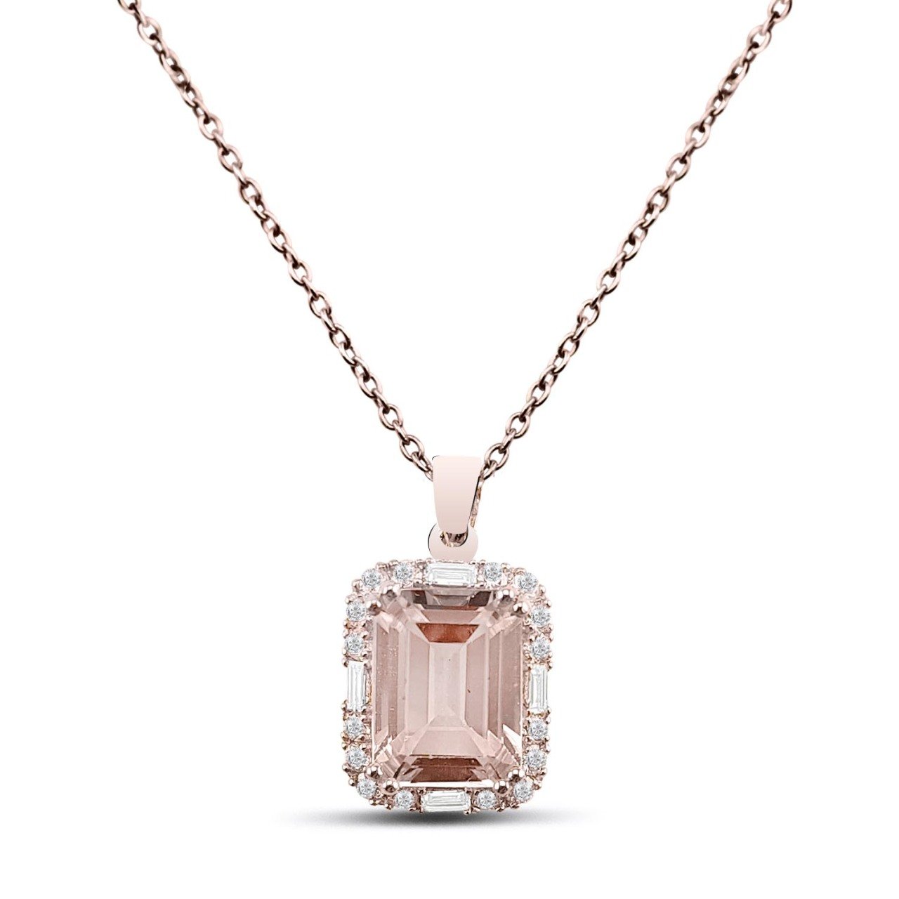 1,57 Karat Pırlantalı Morganite Kolye F Renk