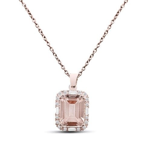 1,57 Karat Pırlantalı Morganite Kolye F Renk