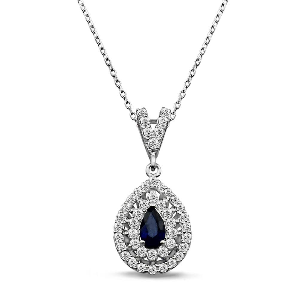 0,54 Karat Safir Pırlanta Kolye F Renk