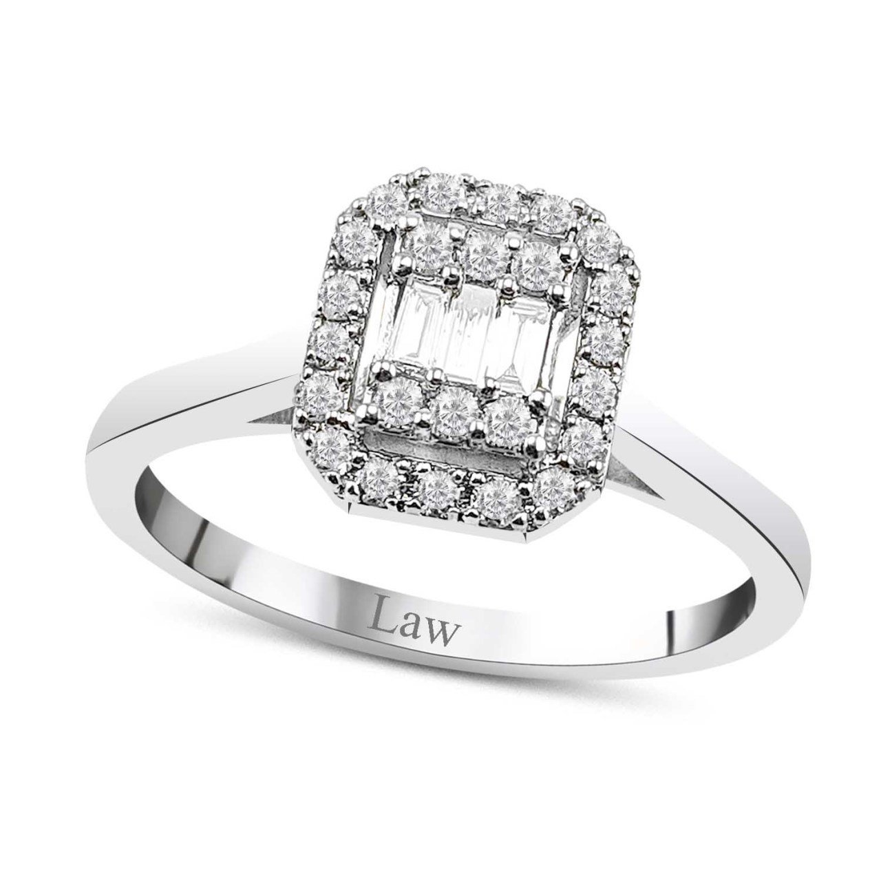 0,22 Karat Pırlanta Baget Yüzük E F Renk IDL Sertifika